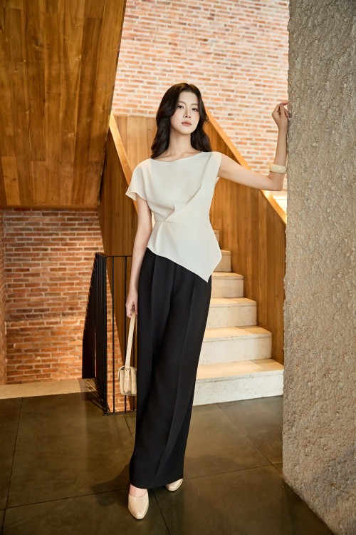 Sixdo Black Woven Loose Pants